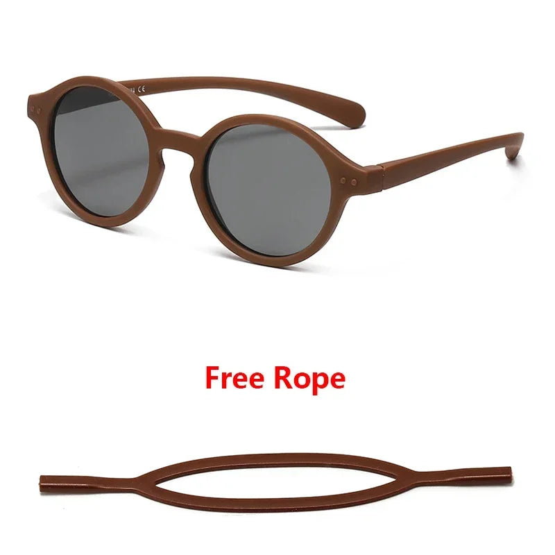 0-4 Years Baby Silical Gel Glasses UV400 Protection TPEE Polarized Strap Baby Girl Flexible Sunglasses with Free Silicone Rope