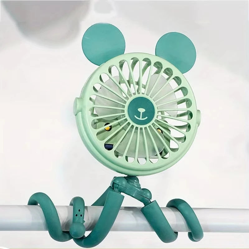 Baby Stroller Fan Octopus Shaped Funny Fan with Flexible Tripod Wrapped USB Rechargeable Portable Fan for Car Seat Bed Outdoor