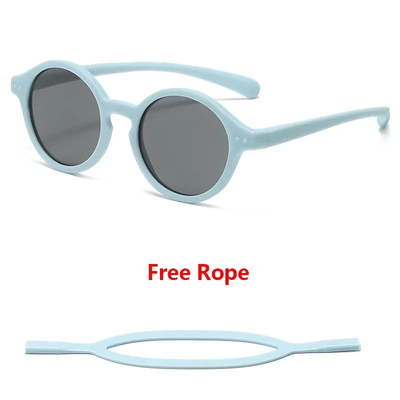 0-4 Years Baby Silical Gel Glasses UV400 Protection TPEE Polarized Strap Baby Girl Flexible Sunglasses with Free Silicone Rope