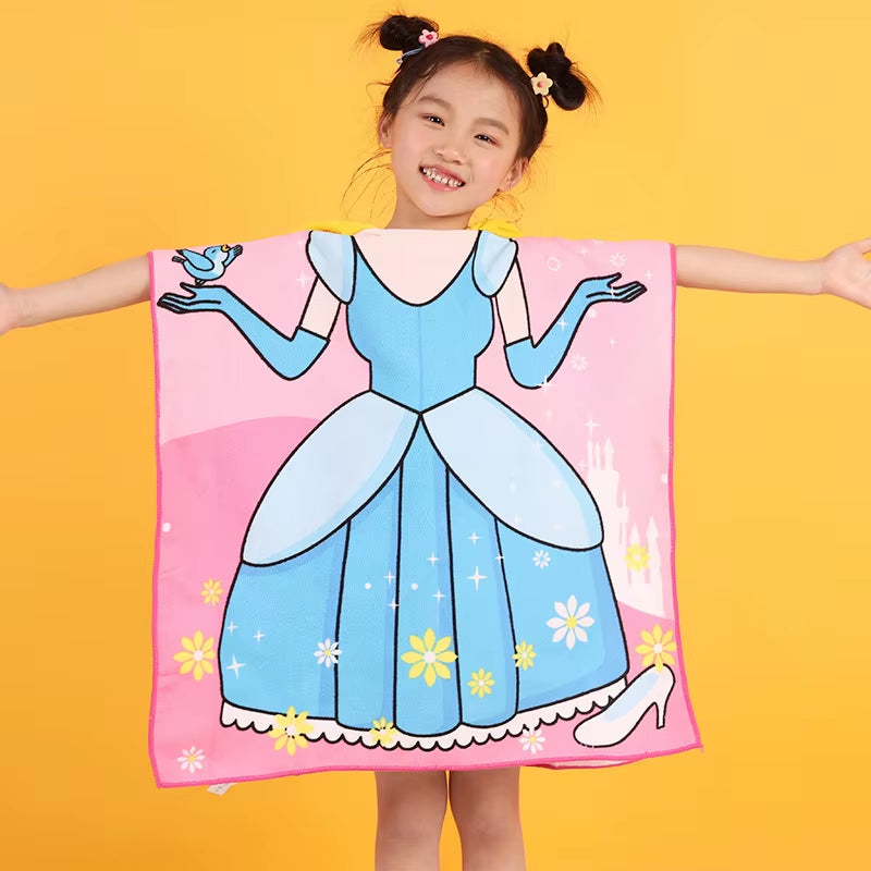 New Childrens Bath Towel Cartoon Print Cape Hooded Beach Bathrobe Soft Breathable Absorbent Quickdrying Bath Towel Robe