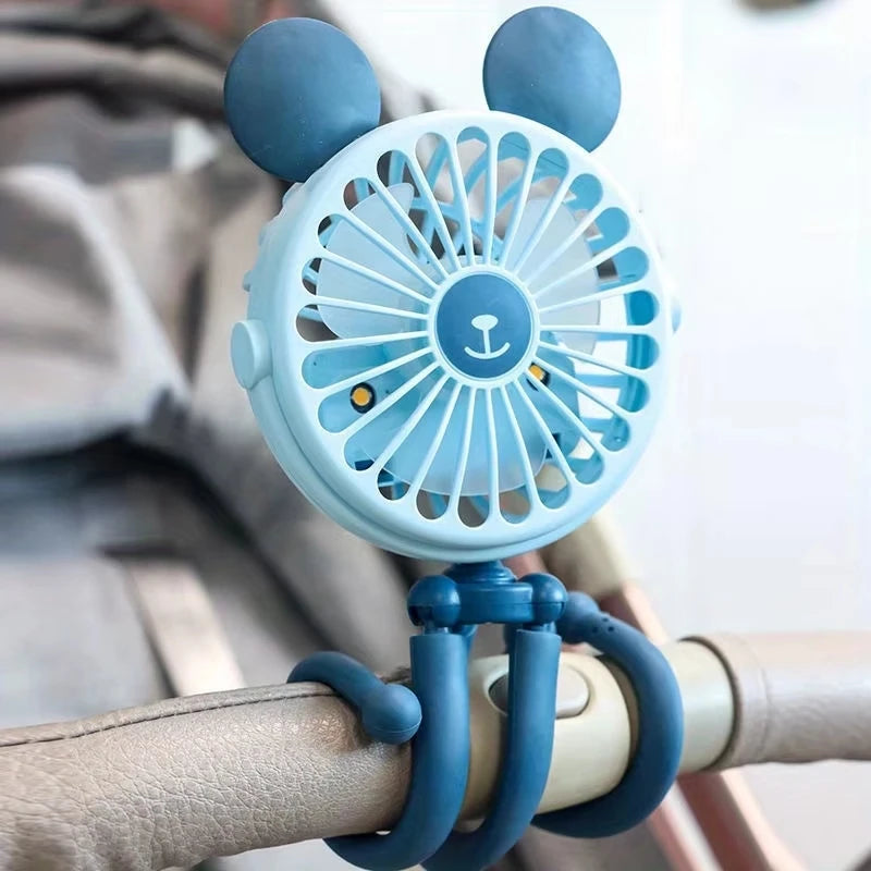 Baby Stroller Fan Octopus Shaped Funny Fan with Flexible Tripod Wrapped USB Rechargeable Portable Fan for Car Seat Bed Outdoor