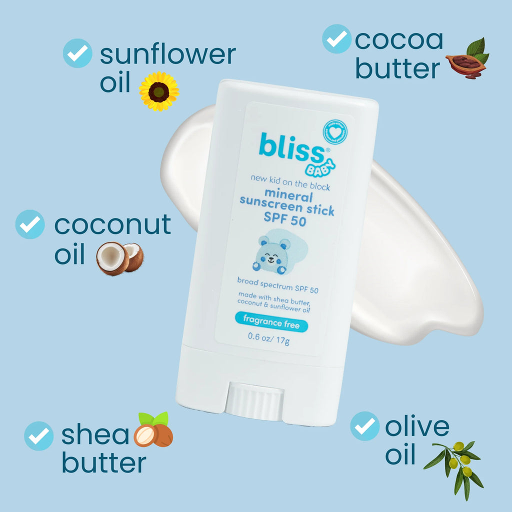 Mineral Sunscreen Stick, Premium SPF 50, Natural Zinc Oxide, Fragrance-Free, Hypoallergenic & Dermatologist Tested, Water-Resistant, Vegan, Sensitive Skin - for Babies, Kids & Family