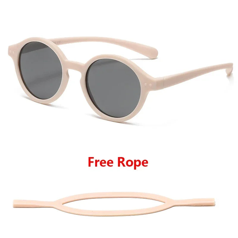 0-4 Years Baby Silical Gel Glasses UV400 Protection TPEE Polarized Strap Baby Girl Flexible Sunglasses with Free Silicone Rope