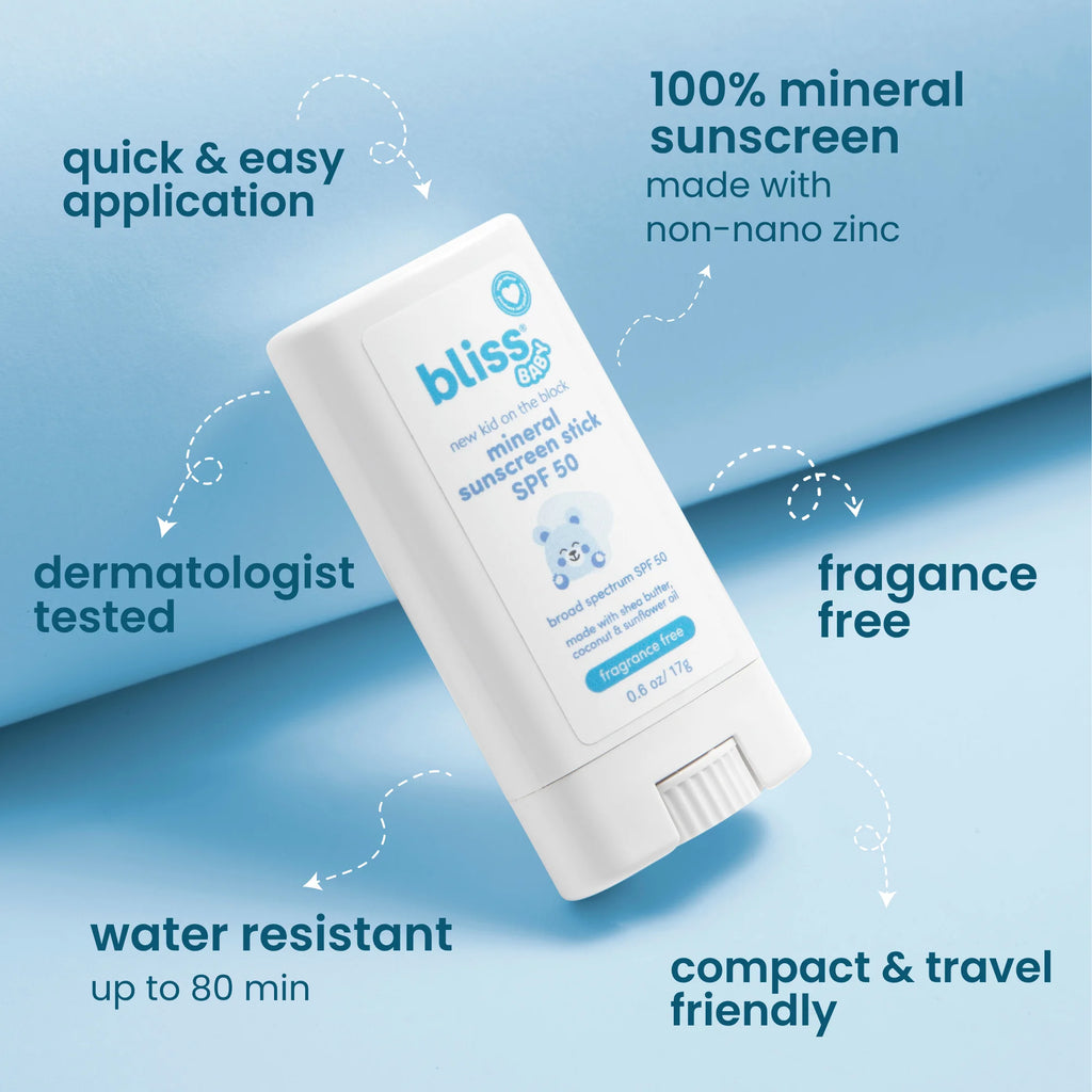 Mineral Sunscreen Stick, Premium SPF 50, Natural Zinc Oxide, Fragrance-Free, Hypoallergenic & Dermatologist Tested, Water-Resistant, Vegan, Sensitive Skin - for Babies, Kids & Family