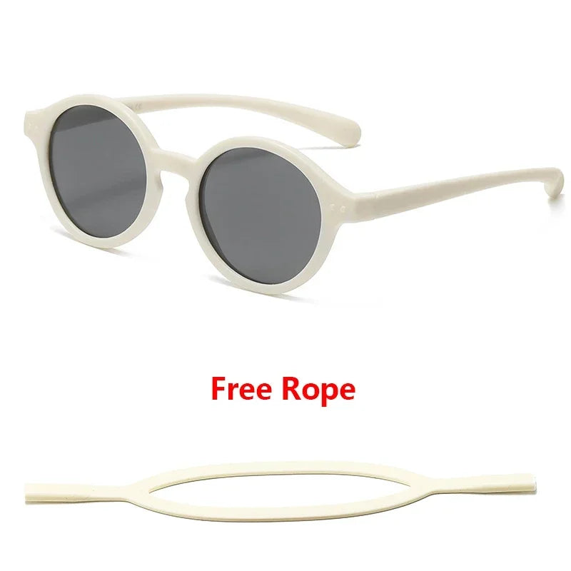 0-4 Years Baby Silical Gel Glasses UV400 Protection TPEE Polarized Strap Baby Girl Flexible Sunglasses with Free Silicone Rope