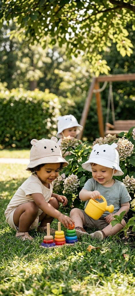 Cute Baby Bucket Hat with Ears Cute Bear with Ears Cute Bear Girl with Ears Cotton Baby Hat