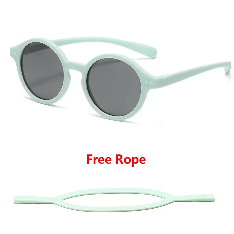 0-4 Years Baby Silical Gel Glasses UV400 Protection TPEE Polarized Strap Baby Girl Flexible Sunglasses with Free Silicone Rope
