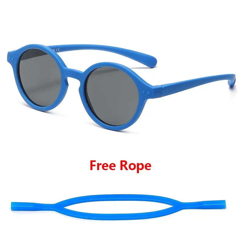 0-4 Years Baby Silical Gel Glasses UV400 Protection TPEE Polarized Strap Baby Girl Flexible Sunglasses with Free Silicone Rope