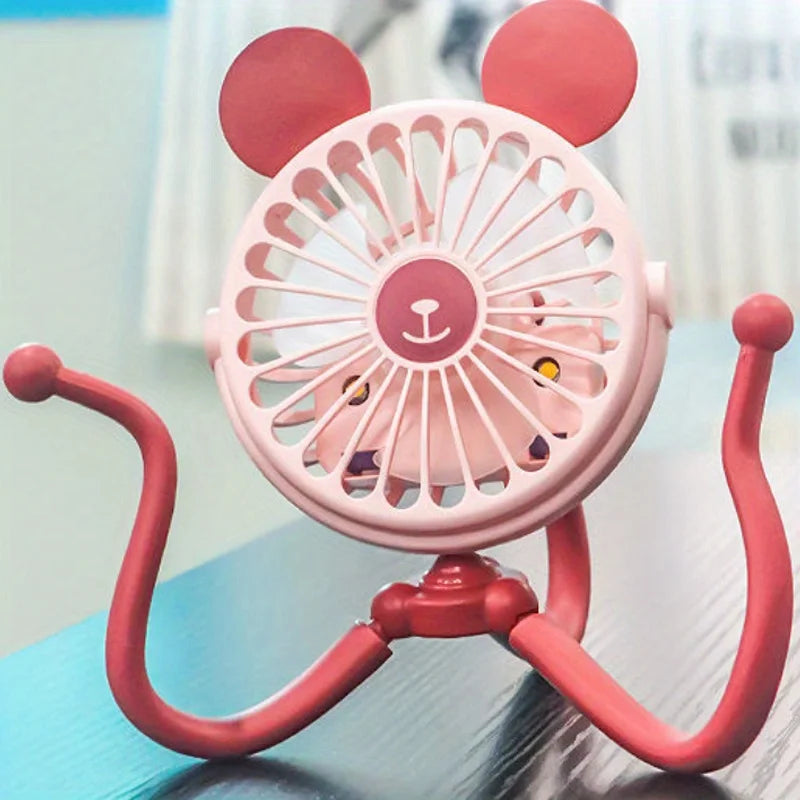 Baby Stroller Fan Octopus Shaped Funny Fan with Flexible Tripod Wrapped USB Rechargeable Portable Fan for Car Seat Bed Outdoor