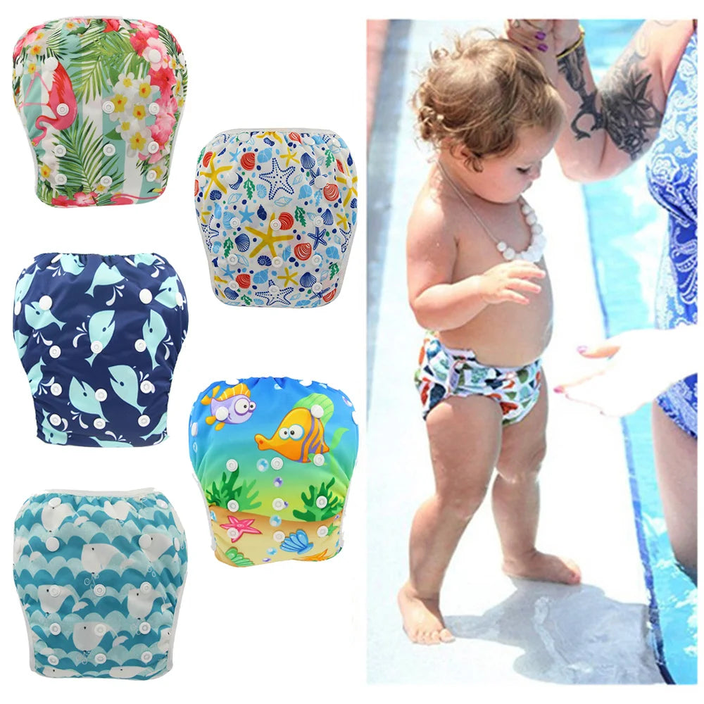 Baby Swim Diaper Waterproof Adjustable Cloth Diapers Pool Pant Swimming Diaper Cover Reusable Washable Baby Nappies