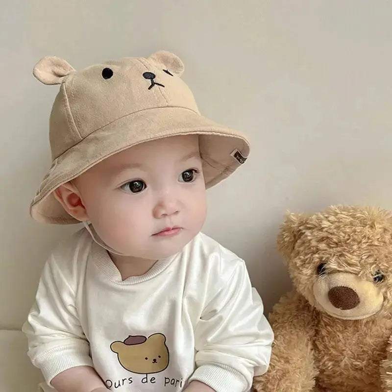 Cute Baby Bucket Hat with Ears Cute Bear with Ears Cute Bear Girl with Ears Cotton Baby Hat